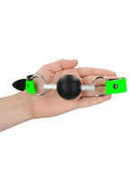 Ouch! Solid Ball Gag - Black/Glow In The Dark/Green