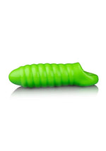 Ouch! Swirl Thick Stretchy Penis Sleeve - Glow In The Dark/Green