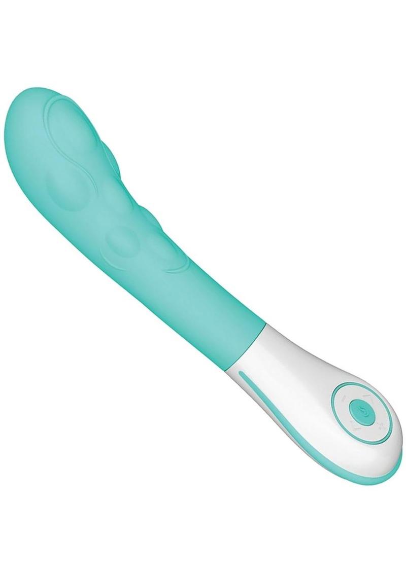 OVO Silkskyn Rechargeable Silicone Bumpy Vibrator - Aqua/Teal/White