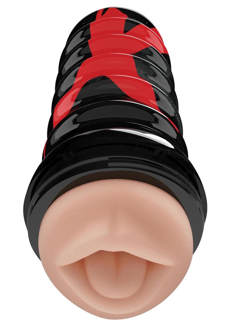 Pipedream Extreme Elite Air Tight Oral Masturbator - Mouth - Black/Vanilla