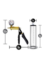 Performance Vx6 Vacuum Penis Pump with Brass Pistol and Pressure Gauge - Clear - 9.5in