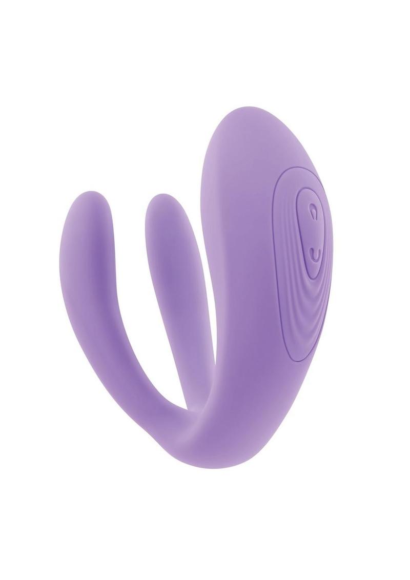 Petite Tickler Rechargeable Silicone Triple Stimulating Mini Vibrator with Remote Control - Lavender/Purple