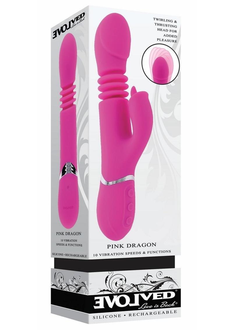 Pink Dragon Rechargeable Silicone Multi Vibrator - Pink