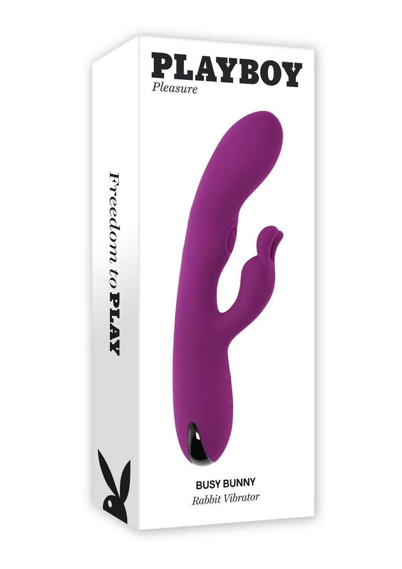 Playboy Busy Bunny Rechargeable Silicone Rabbit Vibrator - Purple