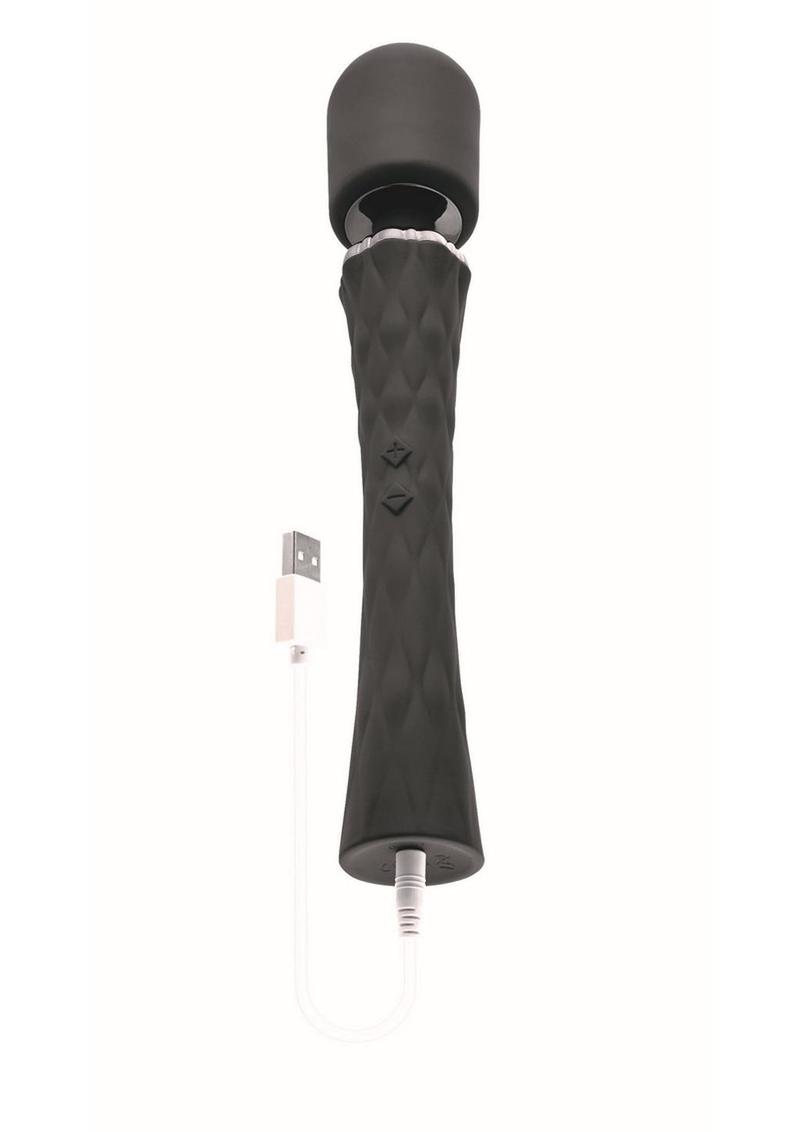 Playboy Royal Rechargeable Silicone Vibrating Massage Wand - Black