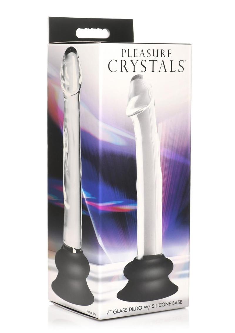 Pleasure Crystals Glass Dildo with Silicone Base