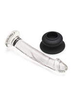 Pleasure Crystals Glass Dildo with Silicone Base - Black/Clear - 7in