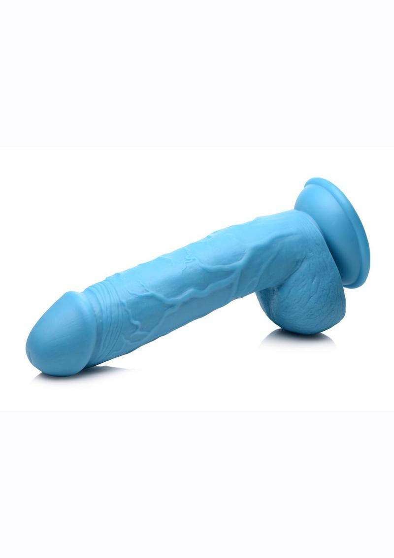 Pop Peckers Dildo with Balls - Blue - 8.25in