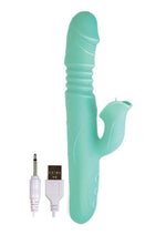 Princess Passion Heat Rechargeable Silicone Warming Vibrator with Clitoral Wheel - Aqua/Green