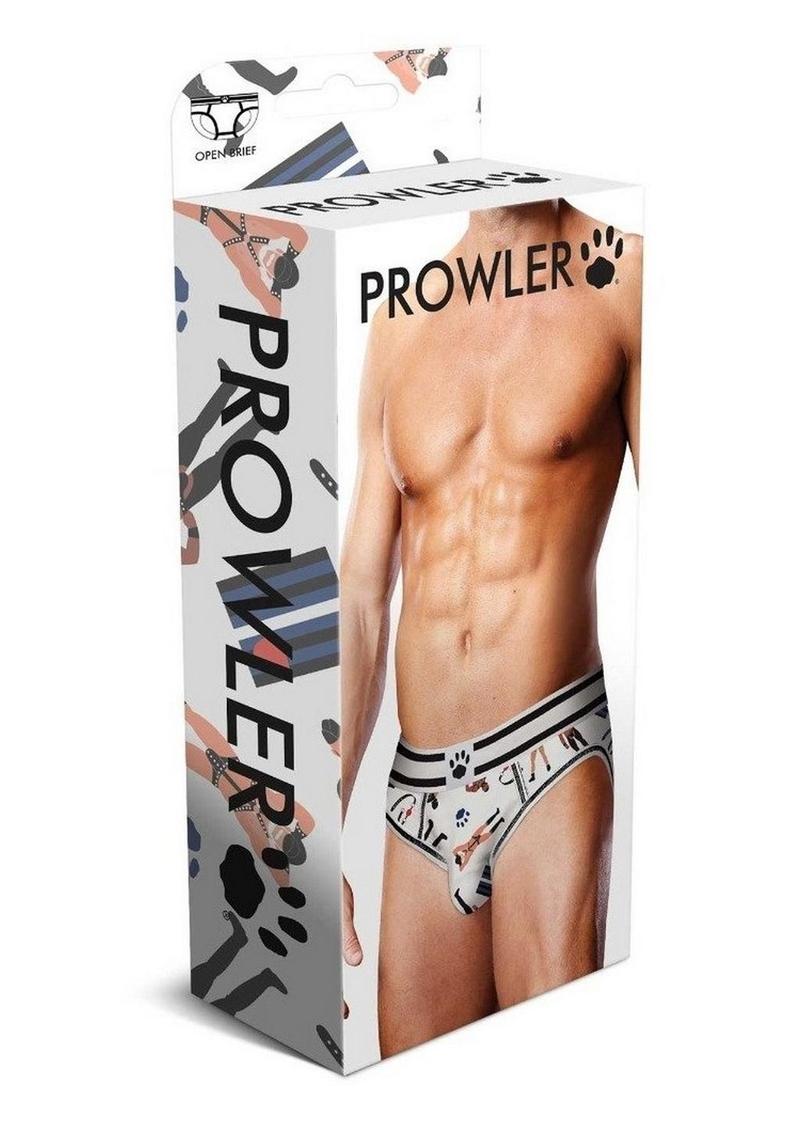 Prowler Leather Pride Open Brief - Black/White - Small