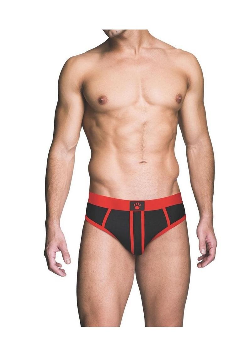 Prowler Red Ass-Less Brief - Black/Red - Large