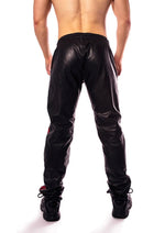 Prowler Red Leather Joggers - Black/Red - Large