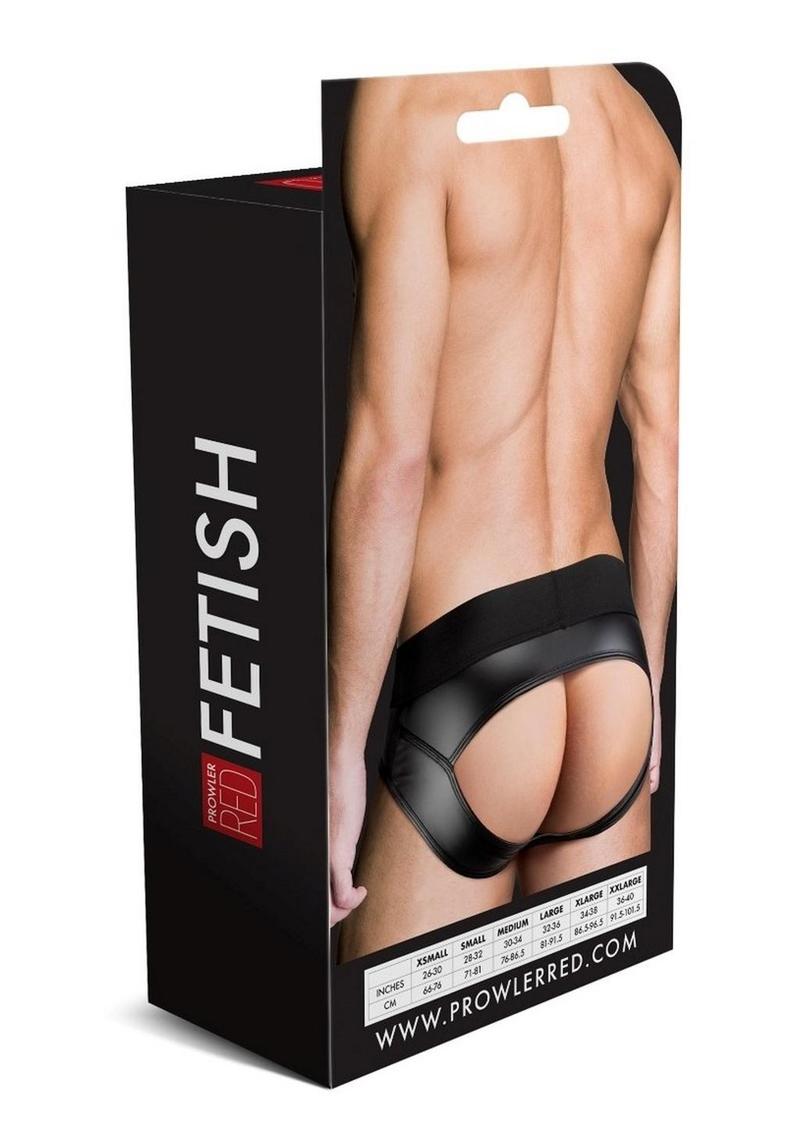 Prowler Red Wetlook Ass-Less Brief - Black - Large