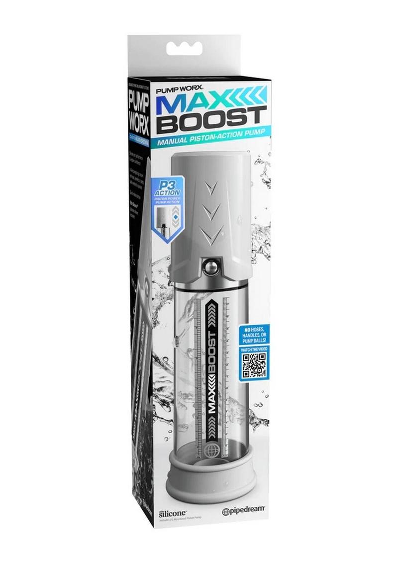 Pump Worx Max Boost Penis Pump - Clear/White