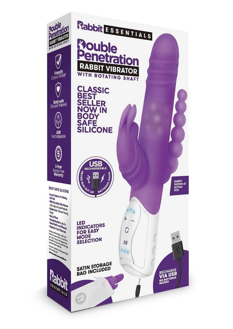 Rabbit Essential Silicone Rechargeable Double Penetration Rabbit Vibrator