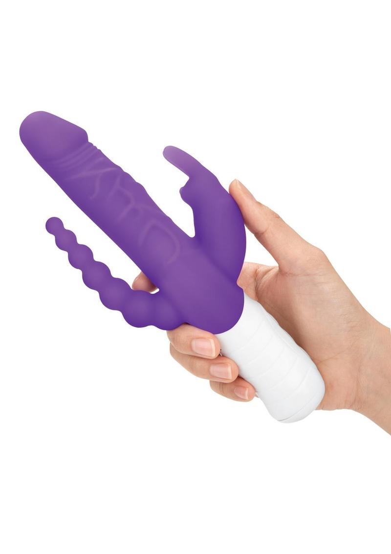 Rabbit Essentials Silicone Rechargeable Slim Realistic Double Penetration Rabbit Vibrator