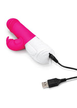 Rabbit Essentials Silicone Rechargeable Thrusting Rabbit Vibrator - Hot Pink/Pink