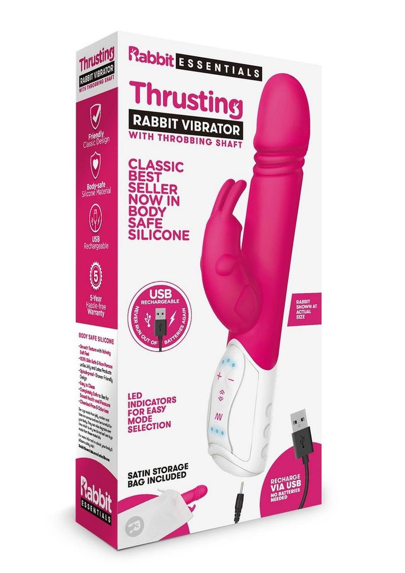 Rabbit Essentials Silicone Rechargeable Thrusting Rabbit Vibrator