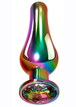 Rainbow Metal Anal Plug - Metal/Multicolor - Large