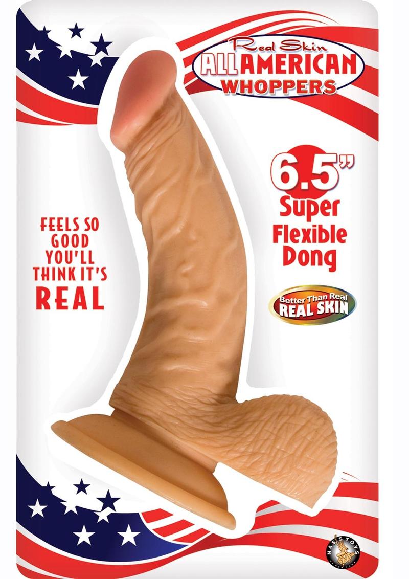 Real Skin All American Whoppers Dildo with Balls - Vanilla - 6.5in