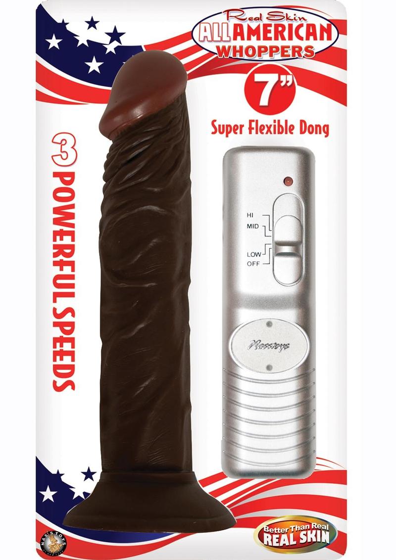 Real Skin All American Whoppers Vibrating Dildo Latin - Chocolate - 7in