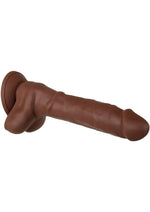 Real Supple Poseable Silicone Dildo with Balls - Chocolate - 8.25 In