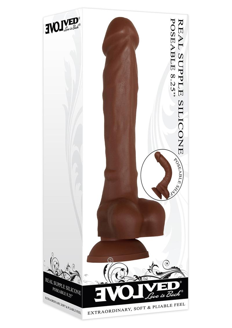 Real Supple Poseable Silicone Dildo with Balls