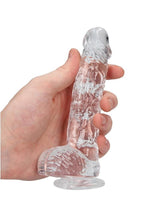 Realrock Crystal Clear Dildo with Balls - Clear - 6in