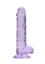 Realrock Crystal Clear Dildo with Balls - Purple - 7in