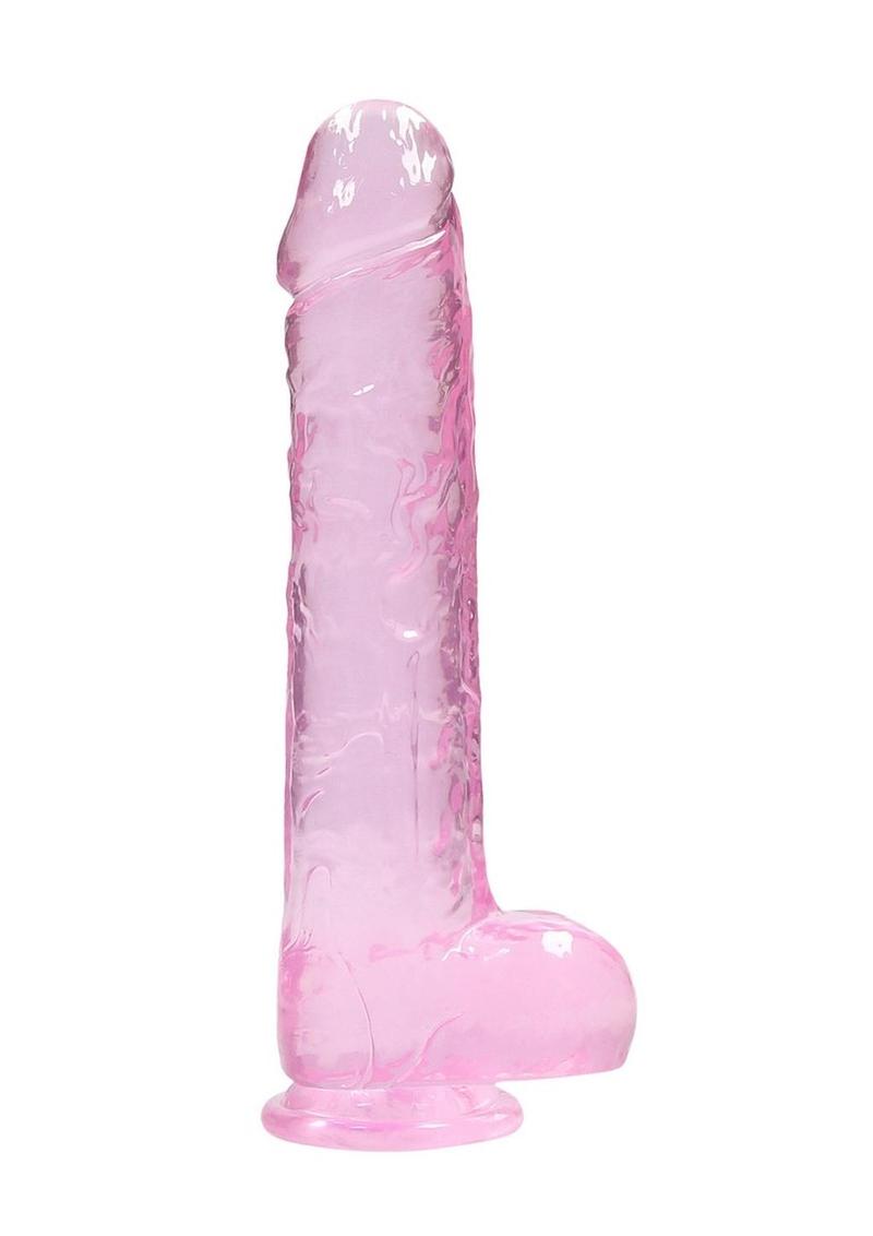 Realrock Crystal Clear Dildo with Balls - Pink - 9in