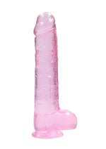 Realrock Crystal Clear Dildo with Balls - Pink - 9in