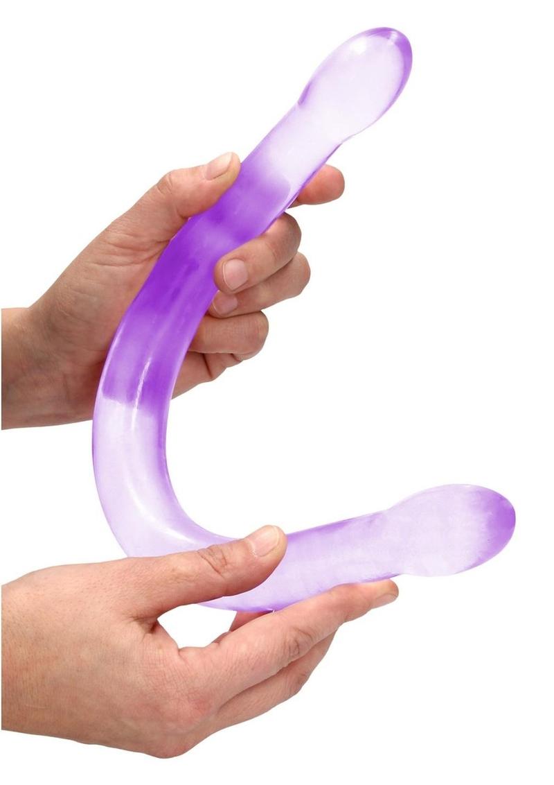 Realrock Crystal Clear Non Realistic Double Dildo - Clear/Purple - 17in