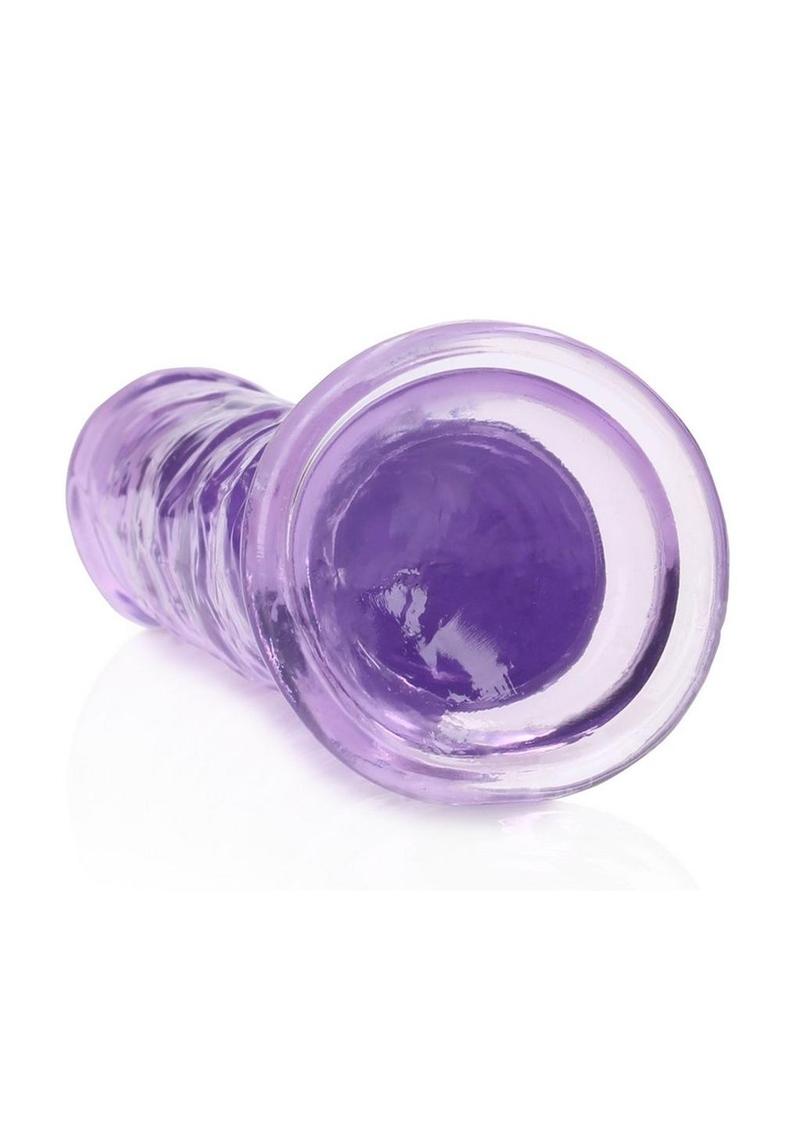 Realrock Crystal Clear Straight No Balls Dildo - Clear/Purple - 7in