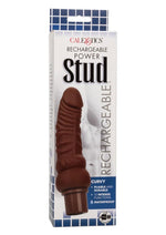 Rechargeable Power Stud Curvy Silicone Vibrating Dong - Chocolate