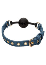 Ride 'Em Premium Denim Collection Ball Gag - Blue