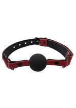 Rouge Anaconda Leather Adjustable Ball Gag - Black/Burgundy/Red