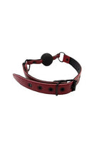 Rouge Anaconda Leather Adjustable Ball Gag - Black/Burgundy/Red