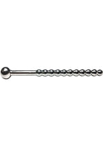 Rouge Beaded Stainless Steel Urethral Sound with Stopper - Silver