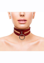 Rouge Leather Fashion Bondage Collar with O-Ring