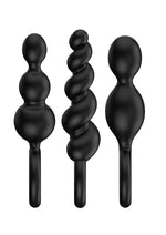 Satisfyer Booty Call Silicone Textured Anal Plugs Black 3 Each