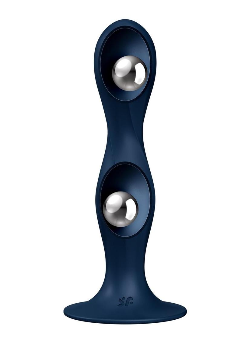 Satisfyer Double Ball-R Silicone Vibrating Balls - Blue/Dark Blue