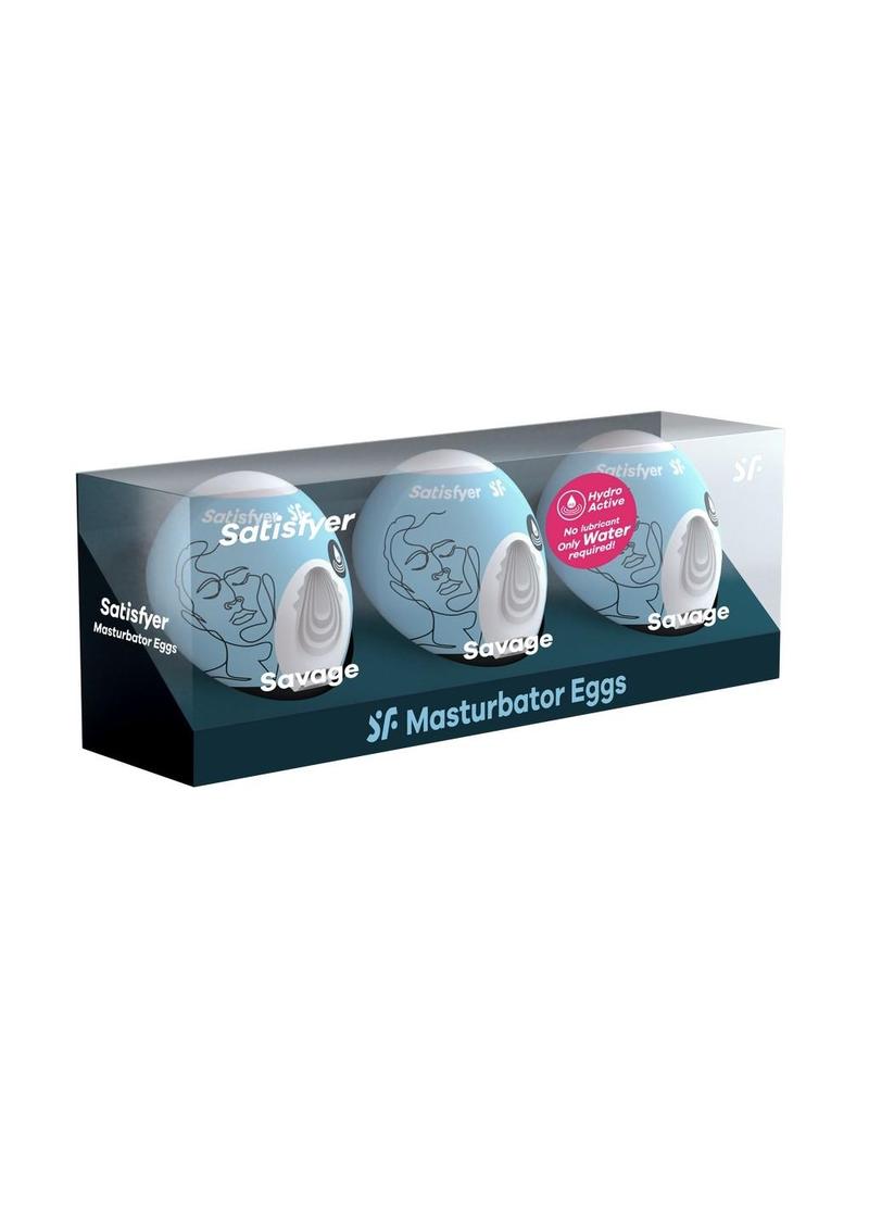 Satisfyer Masturbator Egg 3 Pack Set (Savage - Blue