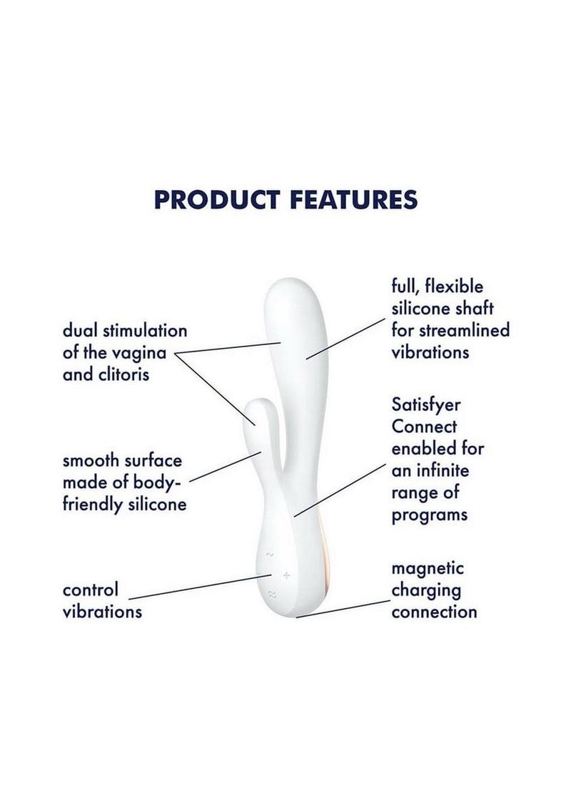 Satisfyer Mono Flex Rechargeable Silicone Rabbit Vibrator - White