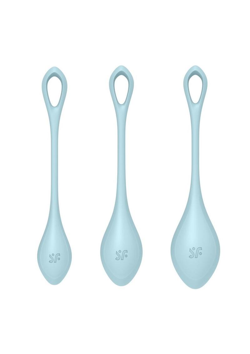 Satisfyer Yoni Power 2 Silicone Weighted Ben Wa Balls - Blue/Light Blue - Set