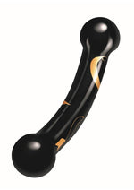 Secret Kisses Handblown Double Ended Glass Dildo - Black/Gold - 5.5in