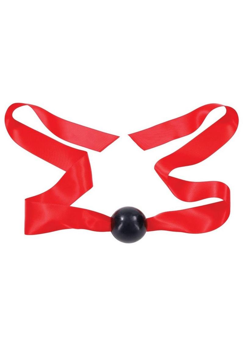 Sex and Mischief Amor Satin Ball Gag - Black/Red