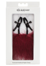 Sex and Mischief Enchanted Feather Nipple Clamps - Black/Pink/Red