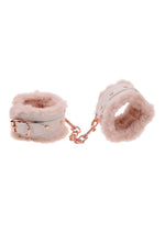 Sex and Mischief Peaches N Creame Fur Handcuffs - Ivory/Rose Gold