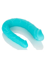 Silicone Double Dong AC/DC Dong Dual Penetration Non Vibrating Silicone Double Dong - Teal