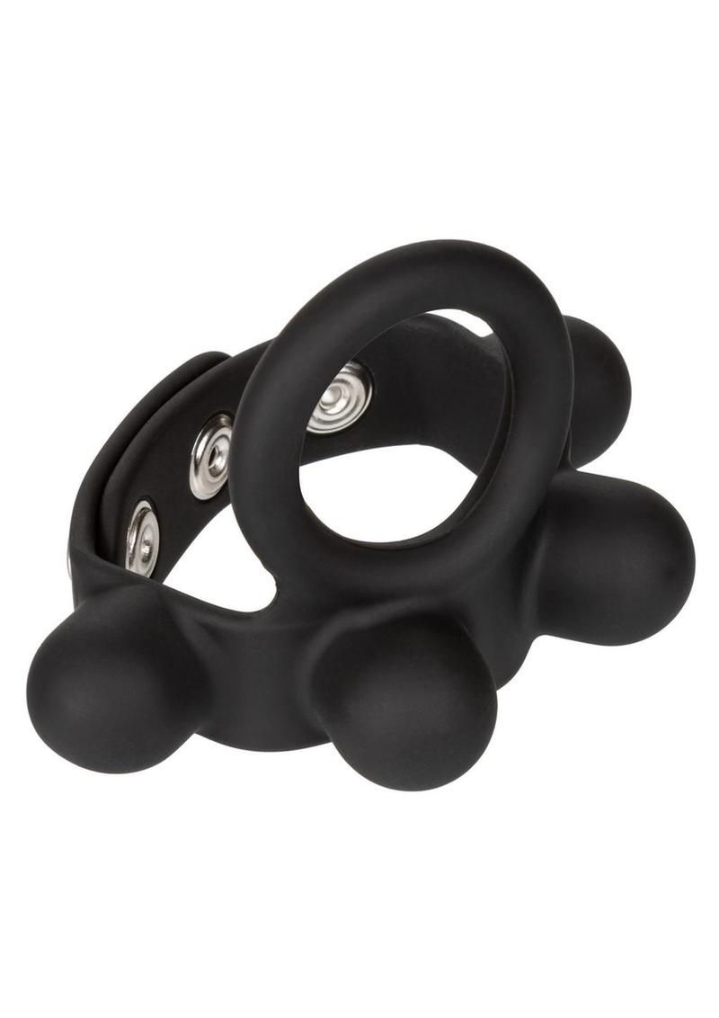 Silicone Medium Weighted C-Ring Ball Stretcher Cock Ring - Black - Medium